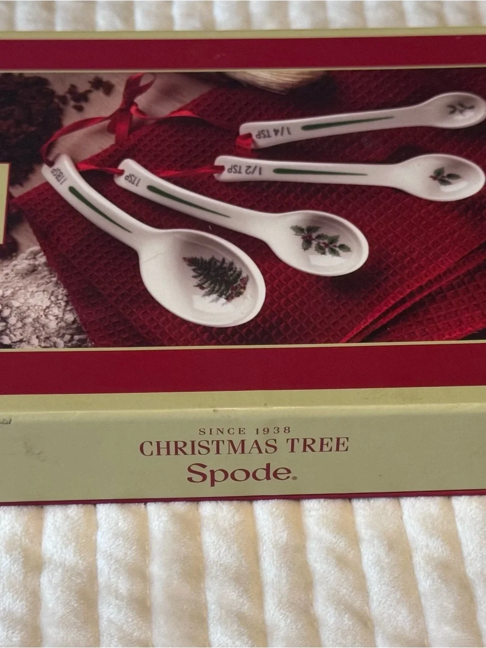 Spode Christmas Tree Ceramic Measuring Spoon Set | Original Box
